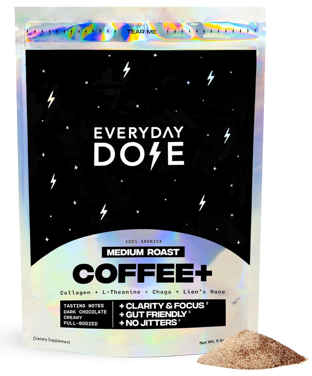 Everyday Dose Medium Roast Mushroom Coffee, Special Coffee with 90mg Caffeine pe...