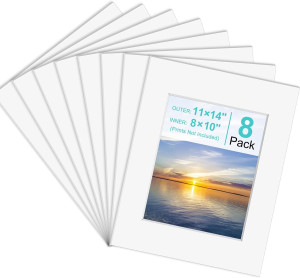 Phinus 8 Pack Picture Mats for Frames, Acid Free 1...