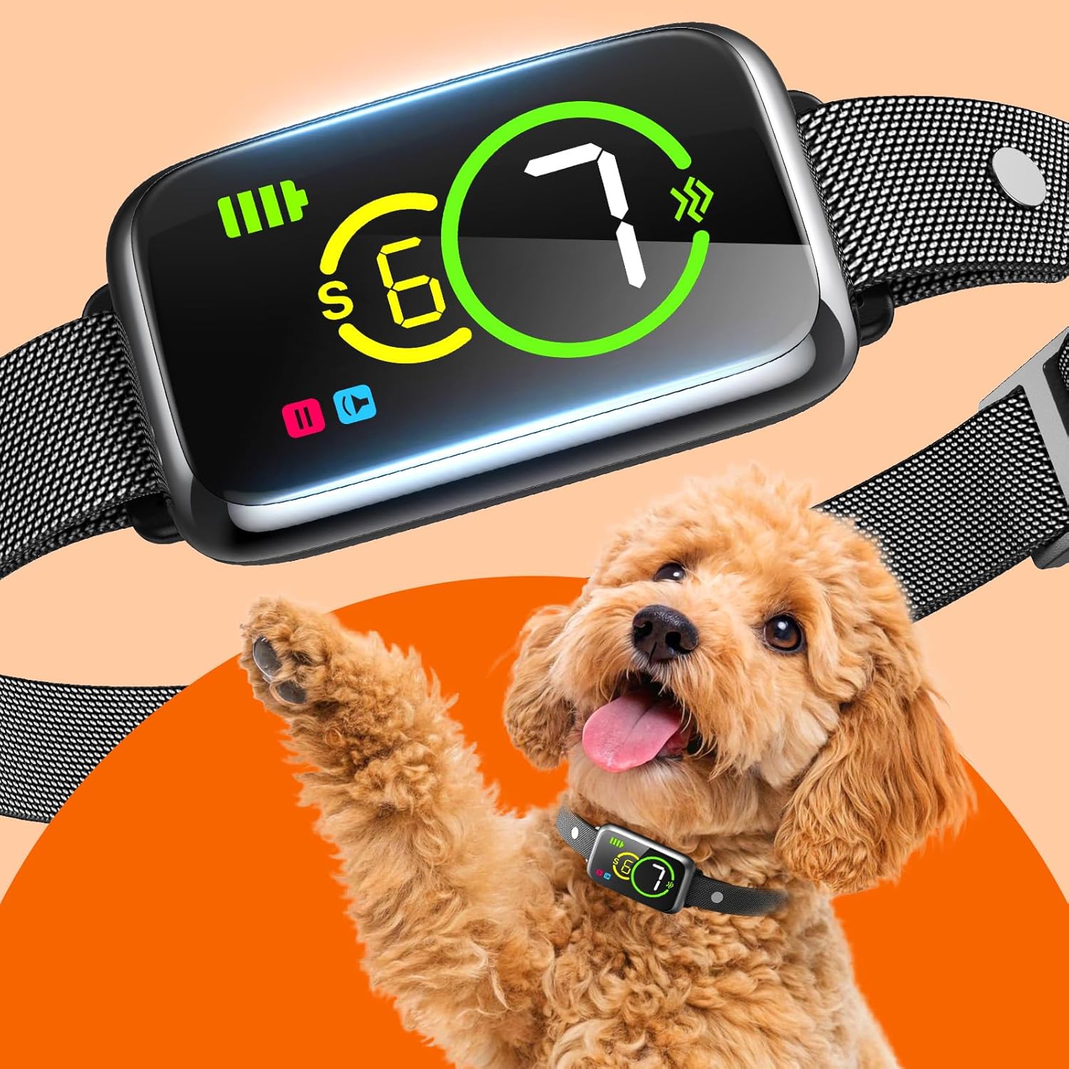 Unique 1S Stop Barking Dog Bark Collar, Innovative Humane Anti Barking Device, S...