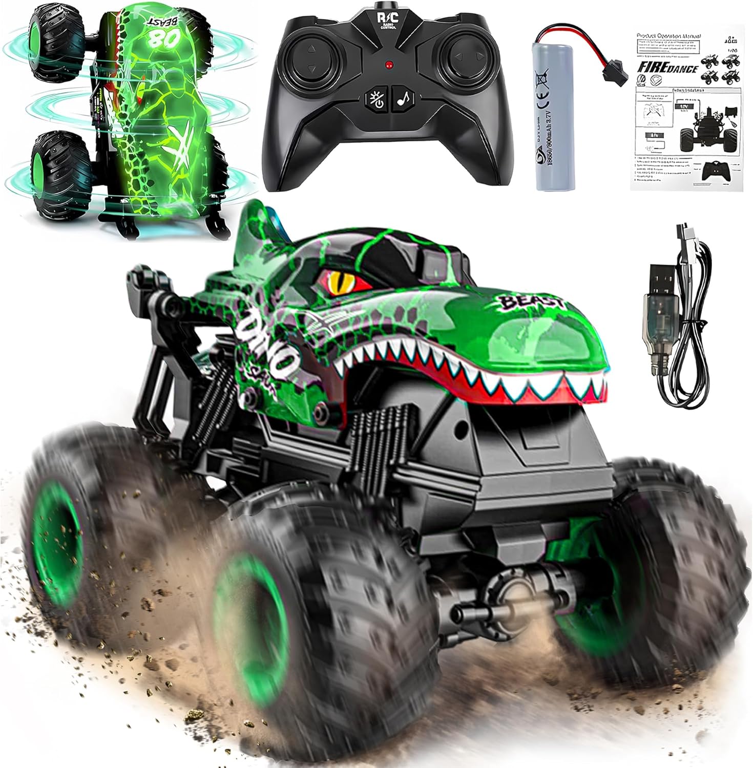 BEZGAR Monster Truck Toys, Special Remote Control Monster Truck with Light