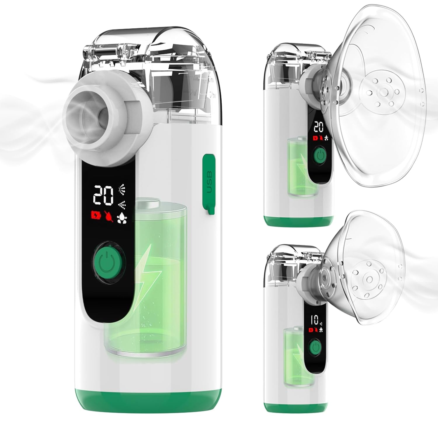 Hand-held Nebulizer for Respiratory System, Portable Nebulizer with Self-Clean M...