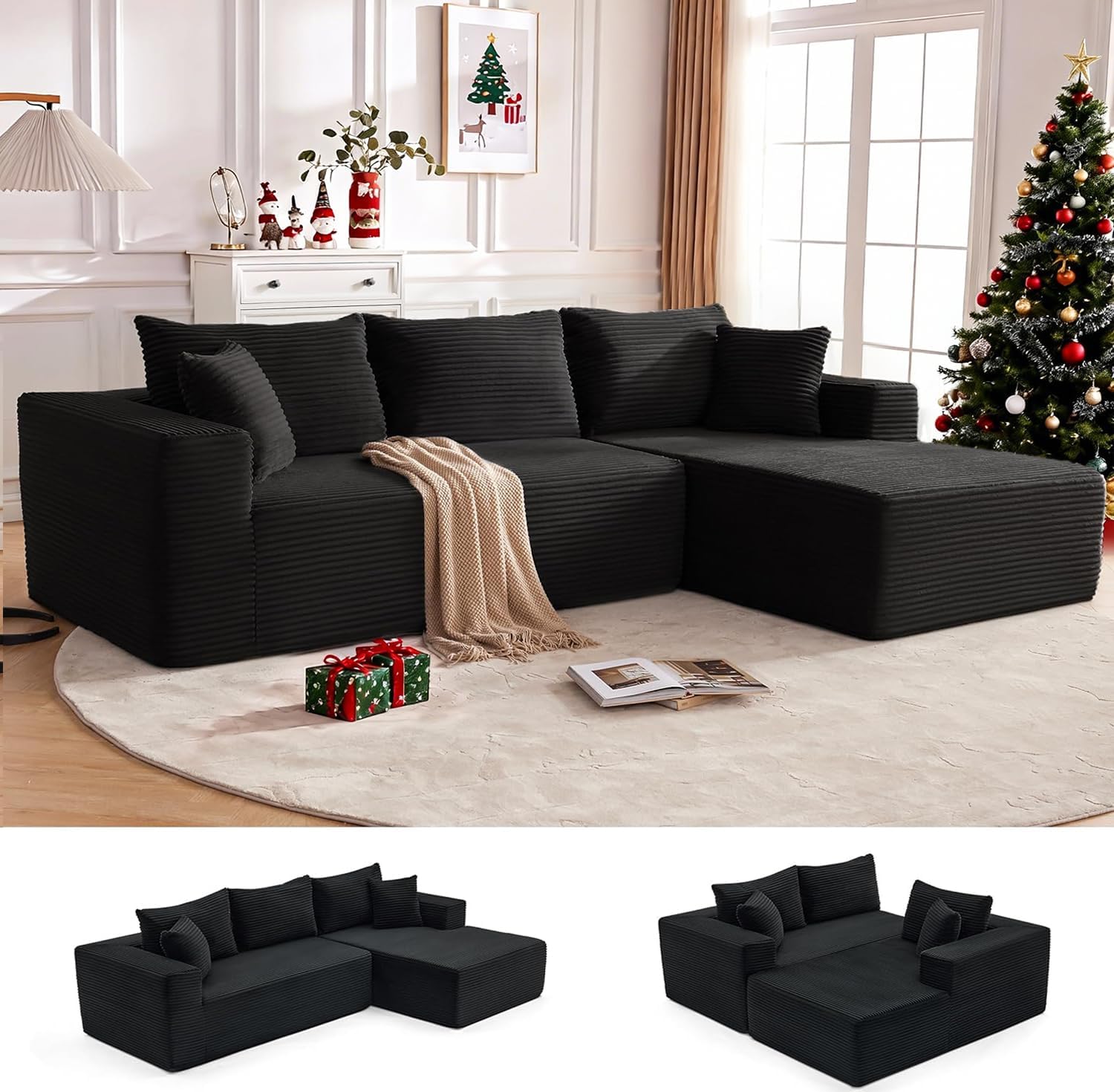 Luxurious 110” Cloud Sectional Couch, Premium Boneless Sofa for Living Room, Inn...