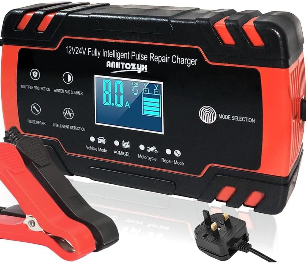 12V/24V 8Amp Car Battery Charger, Automatic Smart Battery Charger with Intellige...