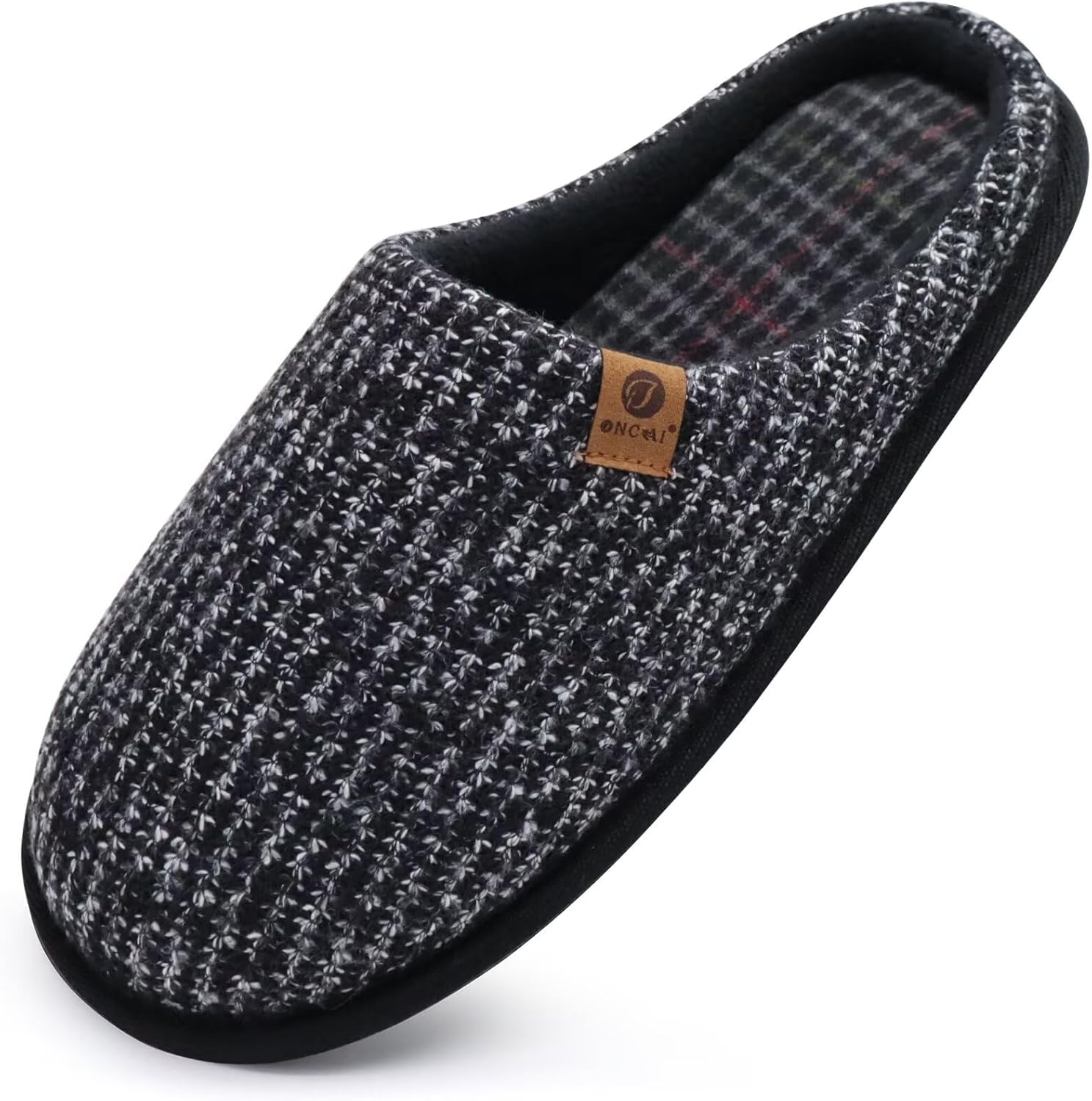 ONCAI Mens Slippers Memory Foam Slippers Slip On Warm Fluffy House Indoor/Outdoo...