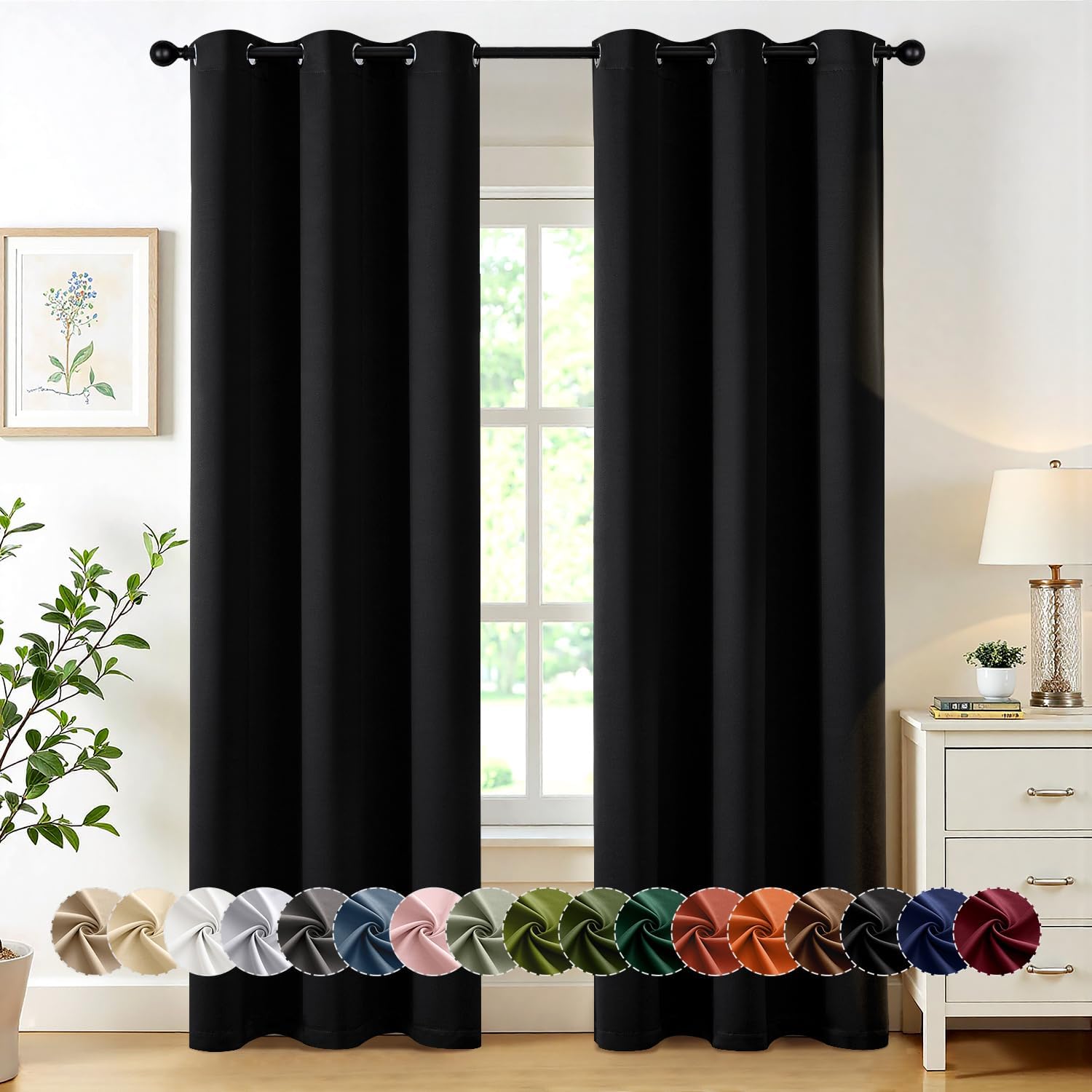 High-Quality MIULEE Black Blackout Curtains, Special Thermal Insulated Drapes fo...