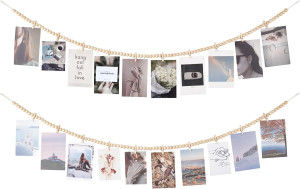 Mkono Hanging Photo Display with Clips, Boho Woode...