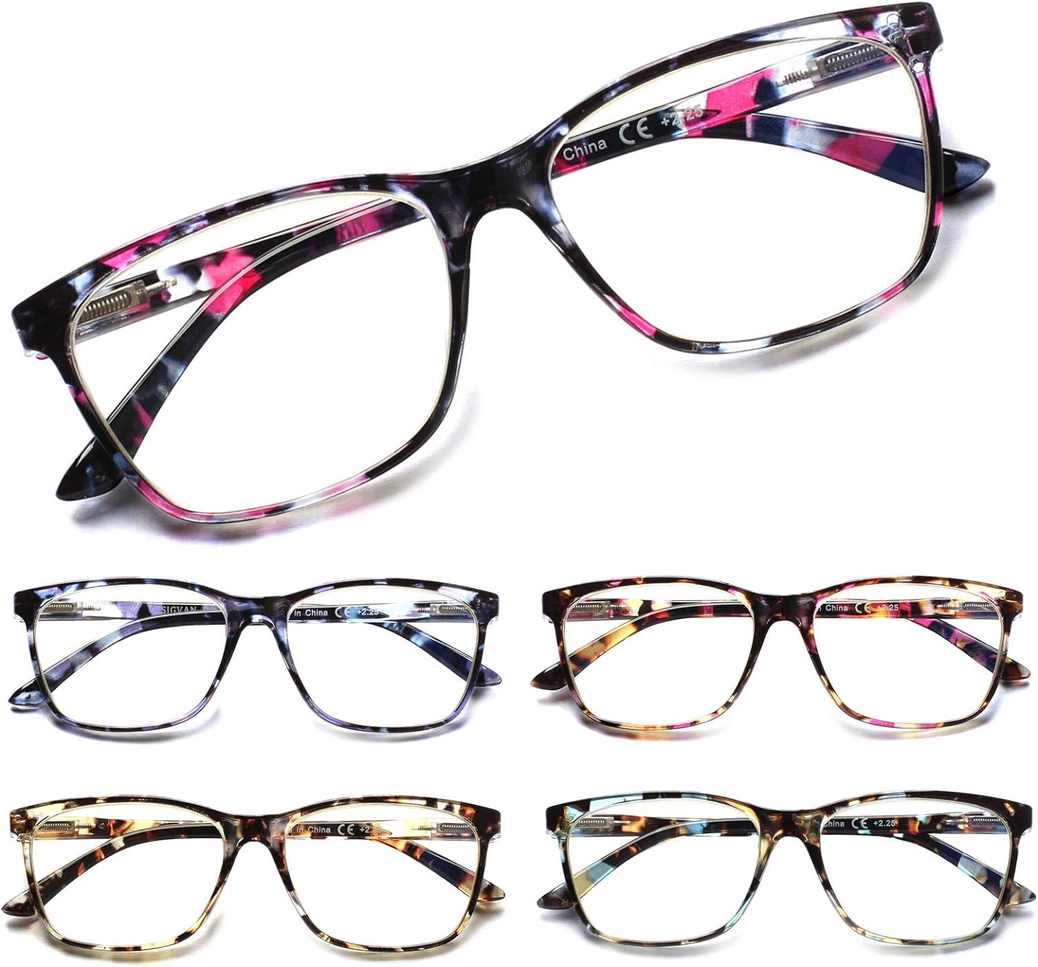 SIGVAN Ladies Reading Glasses, Special Blue Light Blocking Eyeglasses with Sprin...