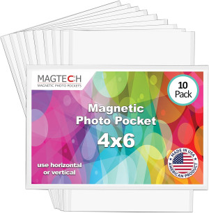 Magtech Magnetic Pocket Picture Frame, White, Hold...