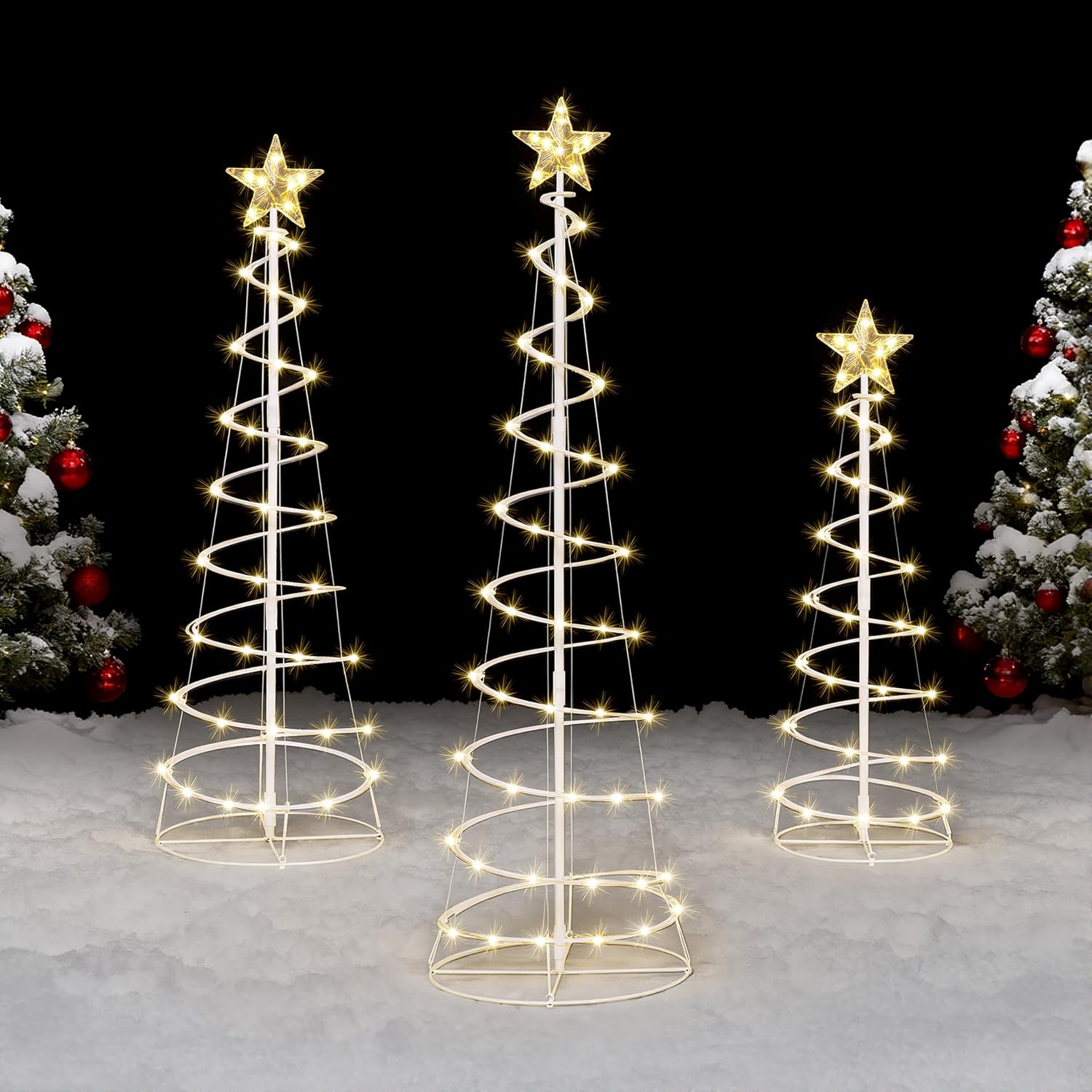 JOIEDOMI Spiral Christmas Tree Lights, High-Quality Outdoor Lighted Tree with 21...