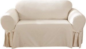 SureFit Duck Cotton Loveseat Box Cushion Slipcover...