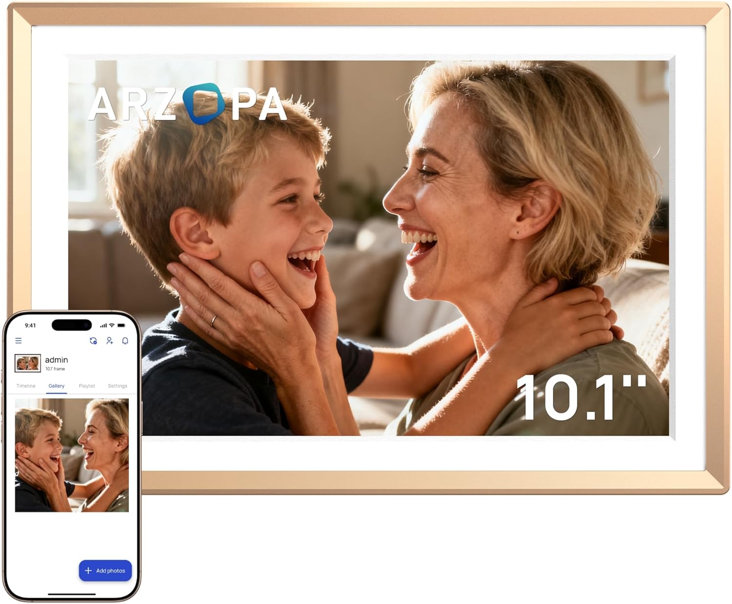 ARZOPA D10 Digital Picture Frame, Special Metal Digital Frame with 10.1" HD IPS...