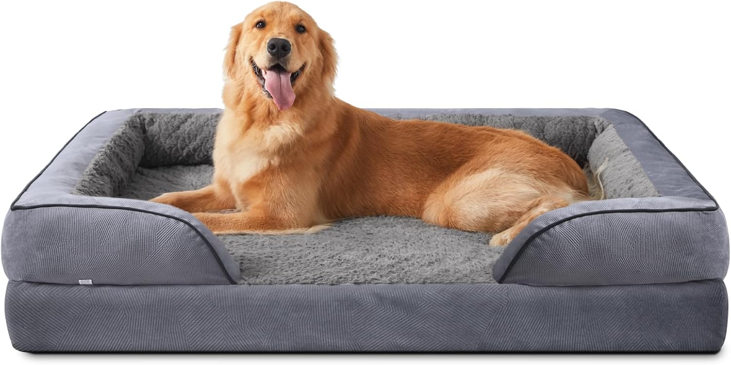 INVENHO Orthopedic Dog Beds Large Sized, XL Washable Dog Sofa with Egg-Crate Foa...