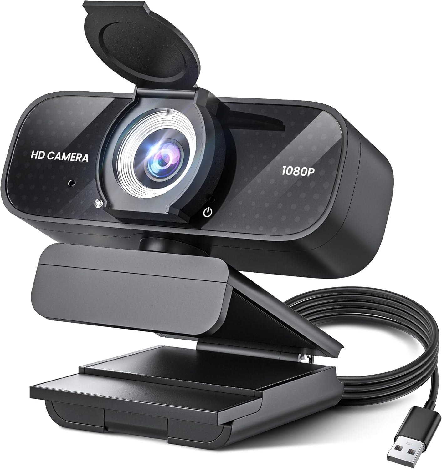 Full HD 1080P Webcam with Built-in Mic Wide Angle & Auto Focus Privacy Cover for...