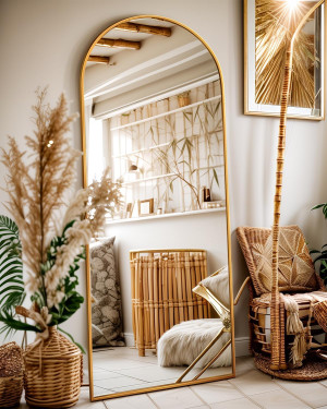 Full Length Mirror, 58"x19" Floor Mirror, Arch Flo...