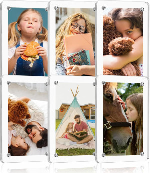 6 Packs Acrylic Fridge Magnetic Instax Frame, 2.36...