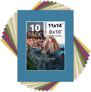 Mat Board Center, Pack of 10 11x14 Mixed Colors Wh...