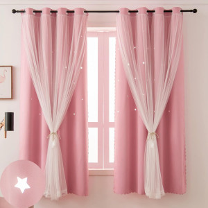Pink Blackout Curtains for Girls Bedroom Decor Sta...