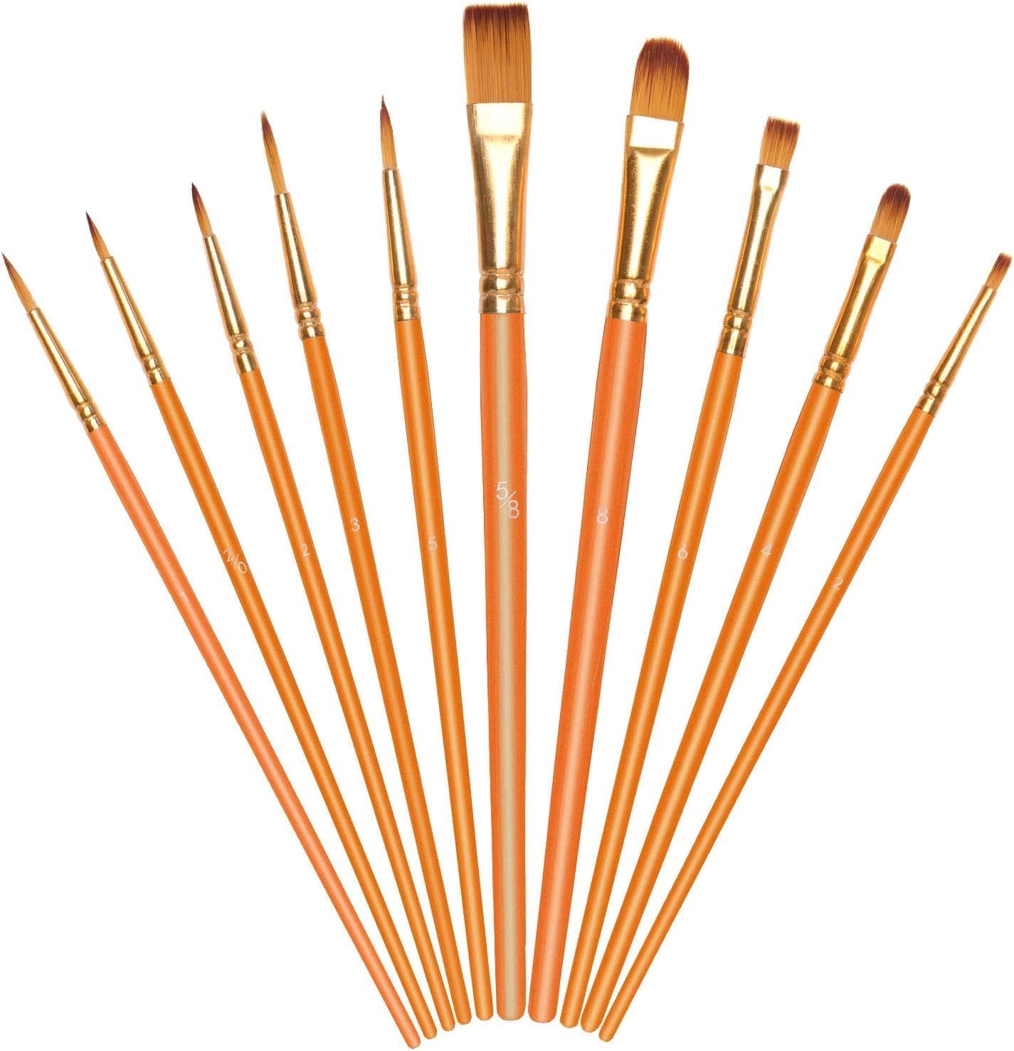 Vicloon 10Pcs Paint Brushes, Professional Painting Brushes Set Nylon Hair Artist...