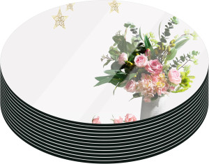 Set of 12 Round Mirror Candle Plate Set,12 Inch Ro...