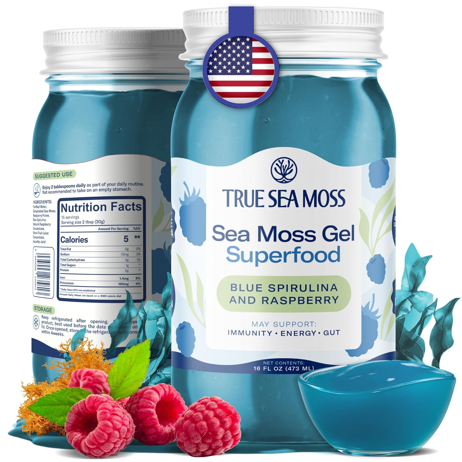 TrueSeaMoss Sea Moss Gel – Made in USA – Wildcrafted Seamoss, Fresh Fruits & Sea...