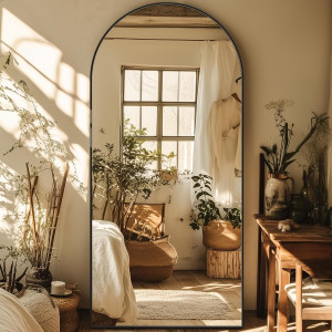 Full Length Mirror, 76"x34" Oversized Arched Mirro...