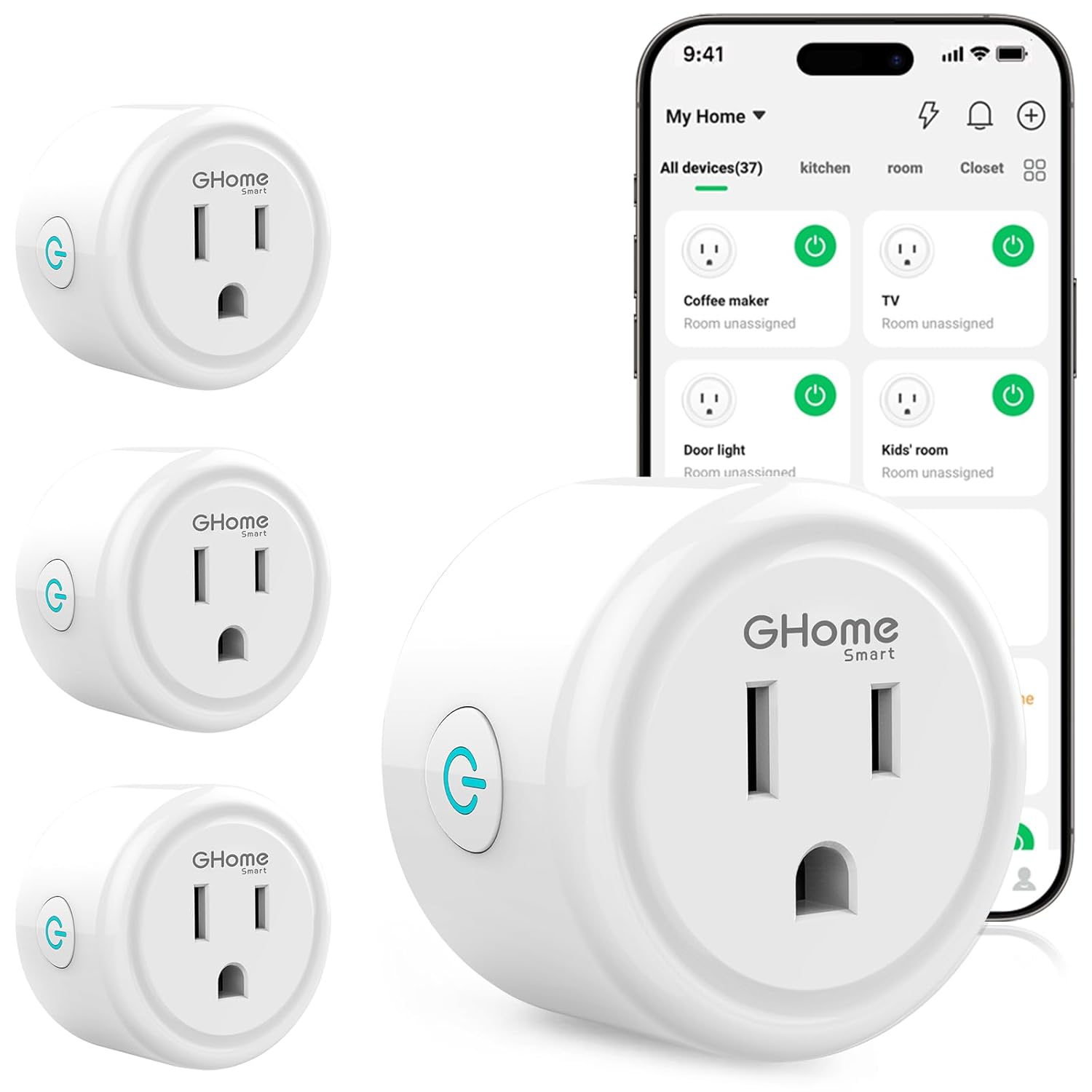 GHome Smart Plug, High-Quality WiFi Smart Outlet for Alexa & Google Home, Conven...