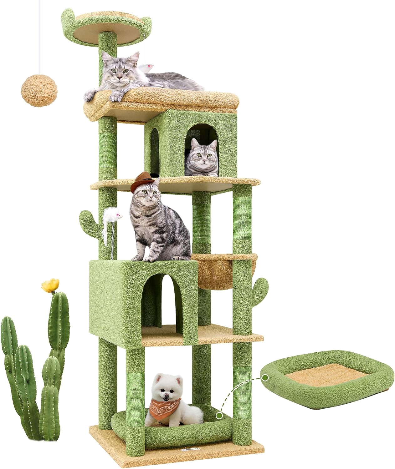 Premium Globlazer Cactus Cat Tree, Heavy Duty Cat Tower for Large Cats, Sturdy C...