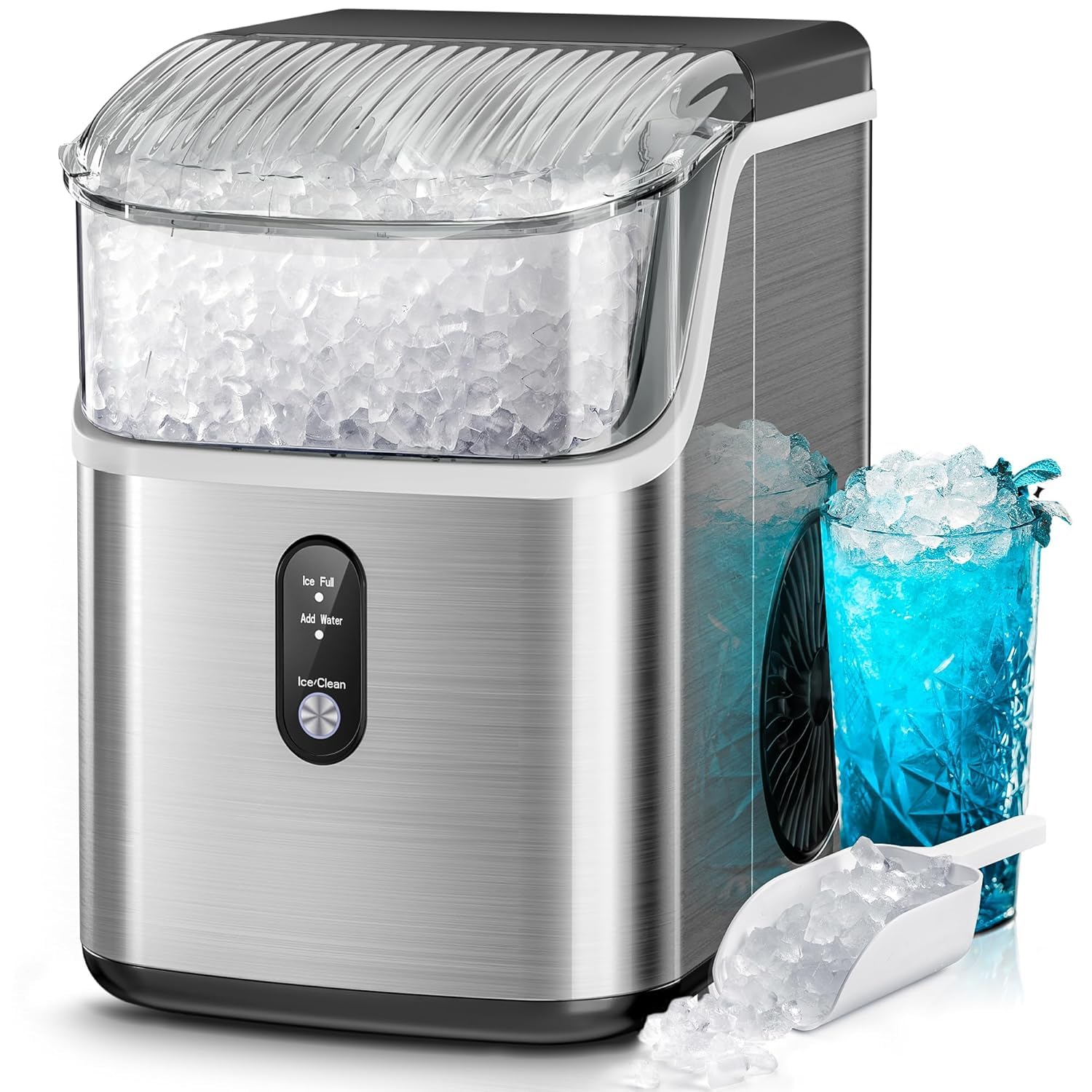 Kismile Nugget Ice Makers Countertop,Portable Ice Machine with Crushed Ice, 35lb...