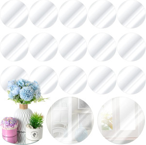 18 Pcs Round Mirror Candle Plate Set 8 Inch Circle...