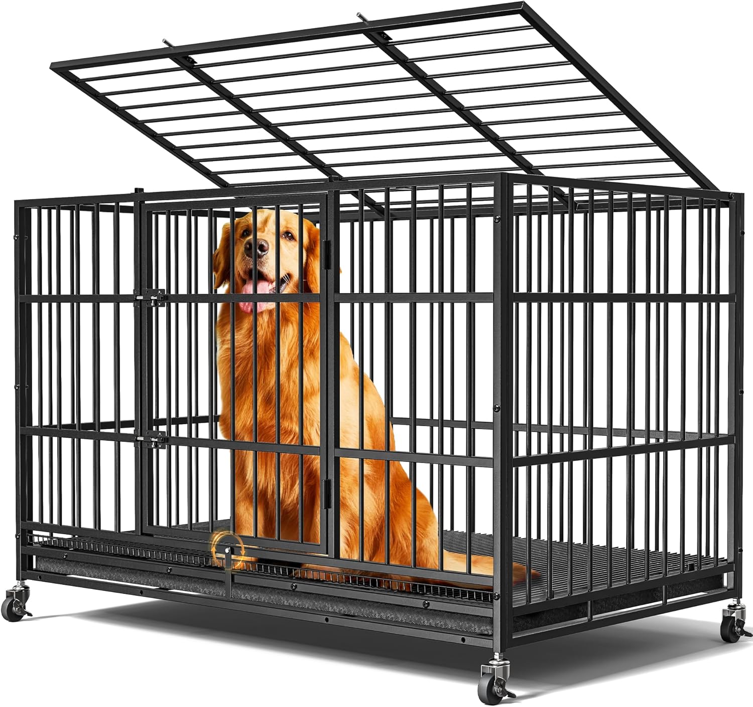 48"/38" Dog Crates, Special Dog Kennel with Upgraded Lockable Wheels, Innovative...