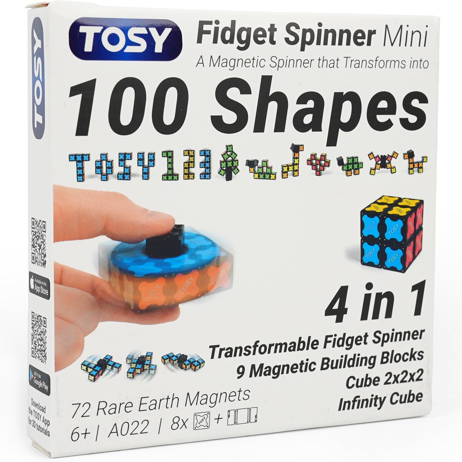 TOSY Magnet Fidget Spinner Mini - 8 Blocks, 3 in 1 Toy: Transformable Fidget Spi...