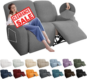 YEMYHOM 6 Pieces Stretch Loveseat Recliner Slipcov...