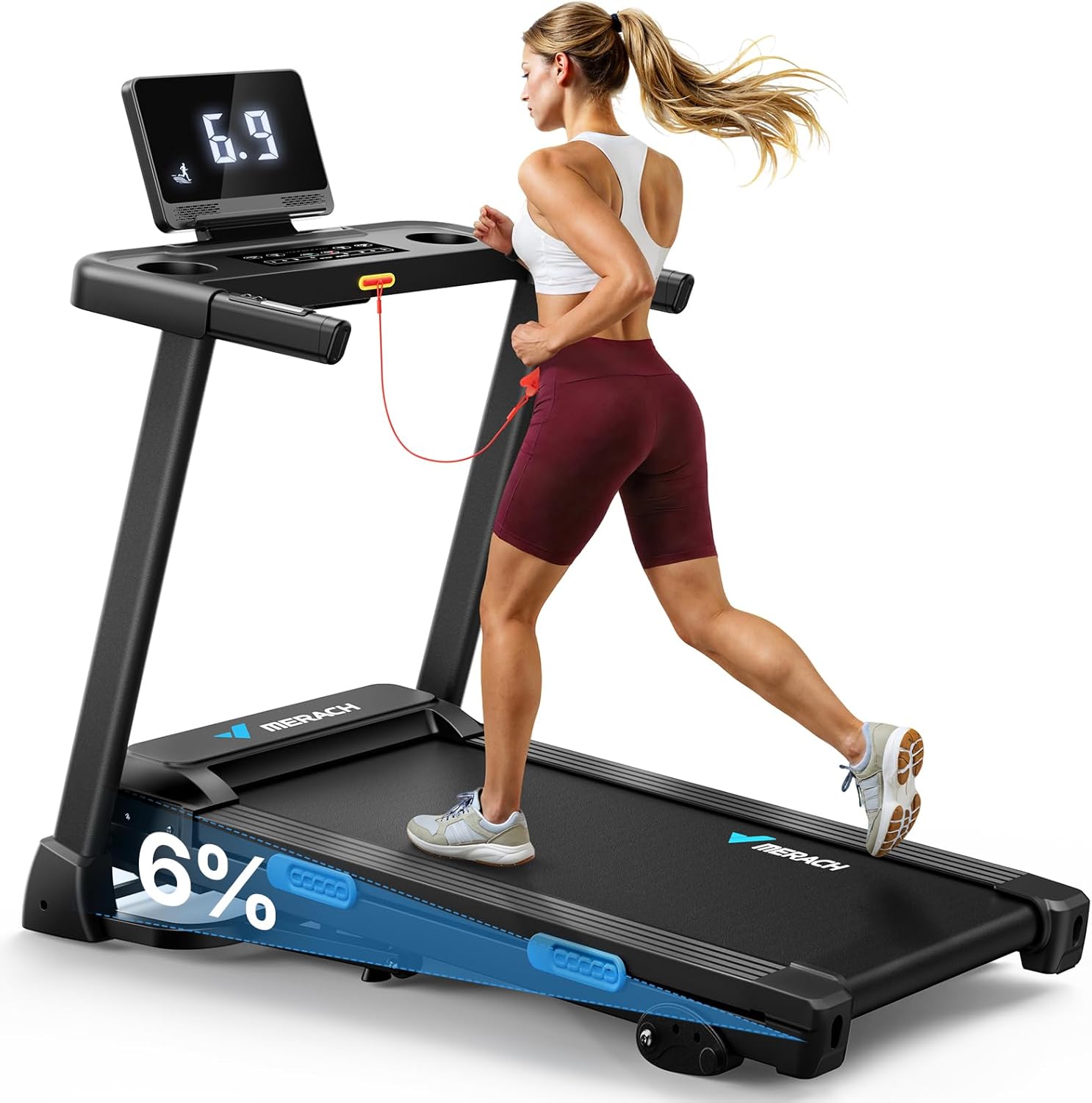 High-Quality MERACH T12 Treadmill, Innovative Incline Treadmill with 6%-15% Rang...