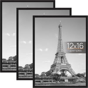 upsimples 12x16 Picture Frame Black 3 Pack, Scratc...