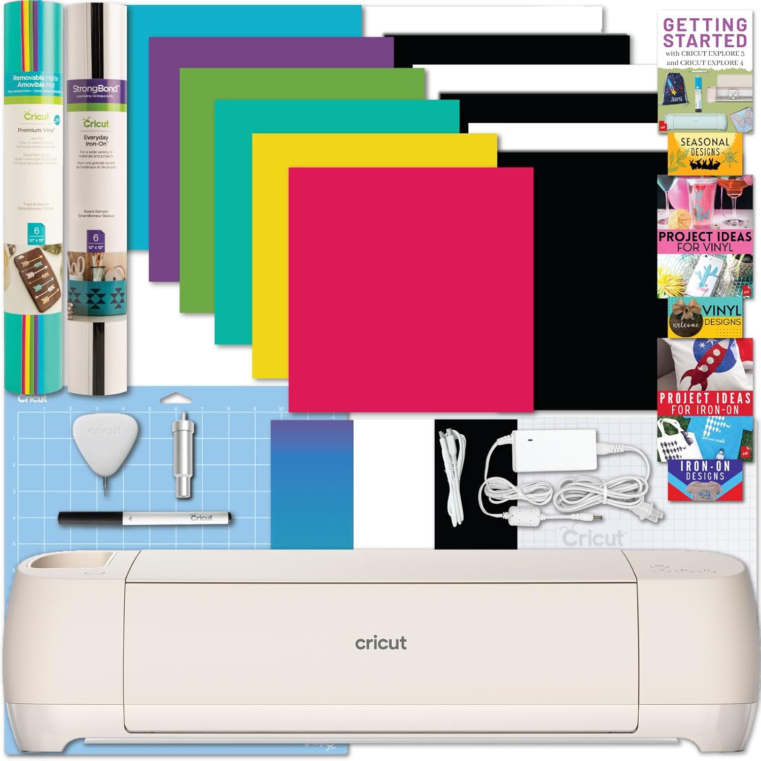 Cricut Explore 4 Machine with Vinyl and Iron-On Bundle - Beginner Friendly Craft...