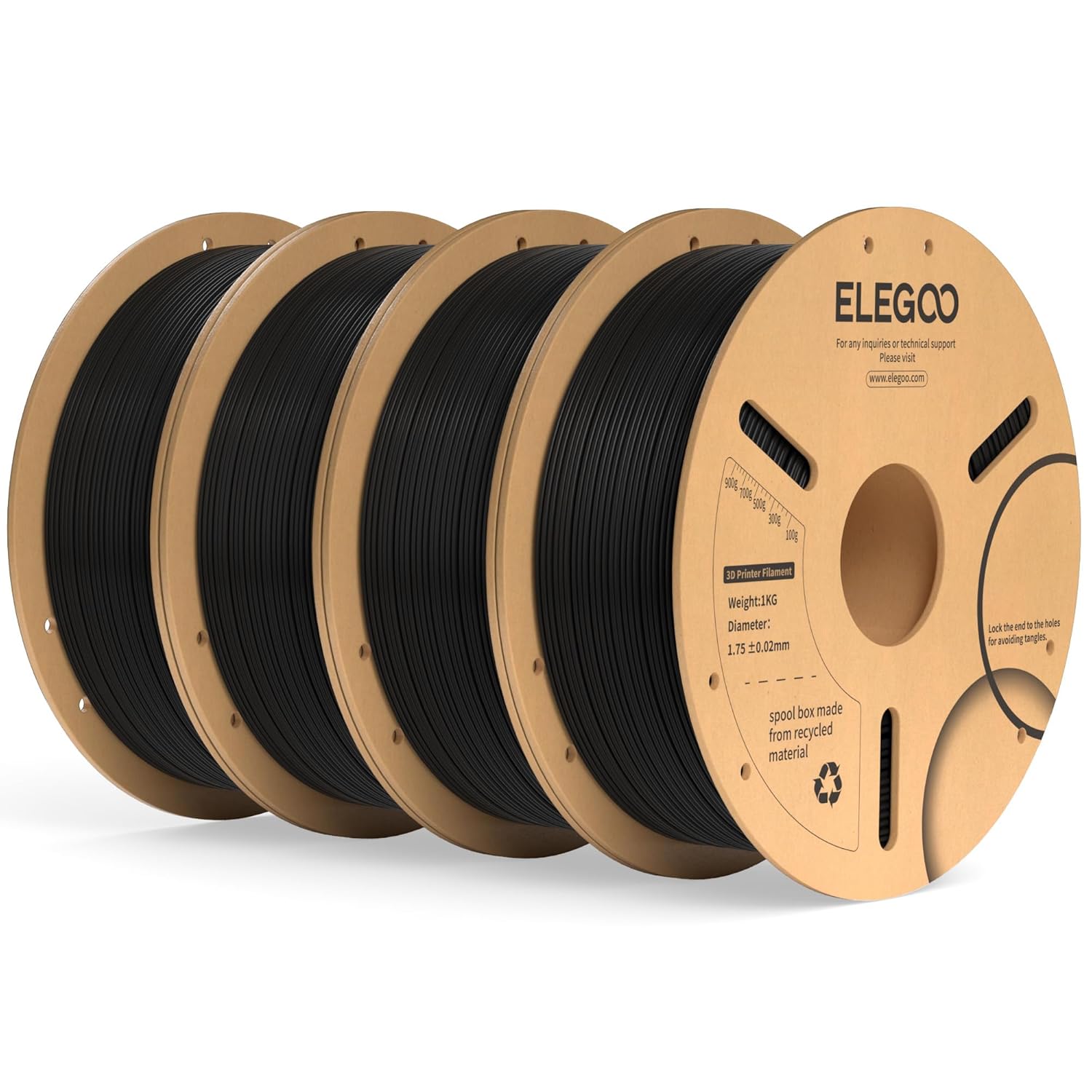 ELEGOO PLA Plus Filament 1.75mm Black 4KG, PLA+ Tougher and Stronger 3D Printer...