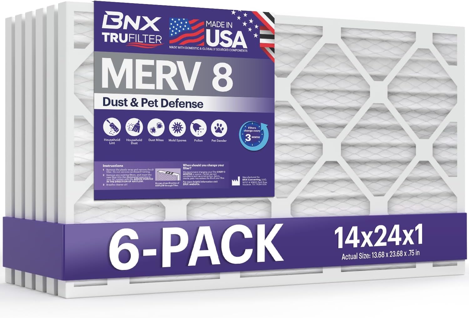 BNX TruFilter Air Filter, Special Air Filter MERV 8, Sustainable Air Filter for...