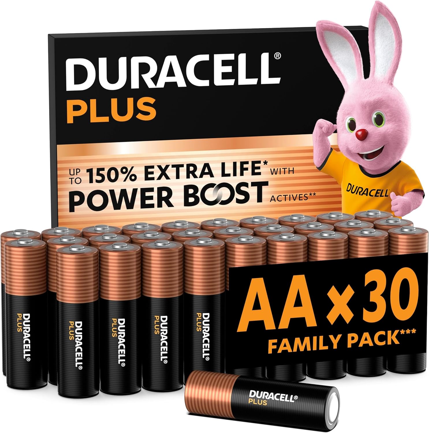 Premium DURACELL Plus AA Batteries, High-Performance Alkaline Batteries for 150%...