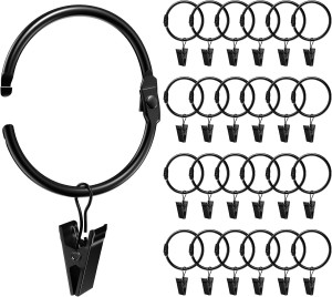 24 Pack 2 Inches Curtain Rings with Clips, Openabl...