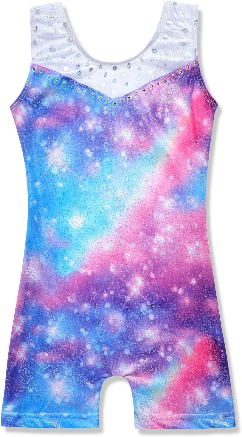 XiaoMoSha Gymnastics Leotards for Girls Gradient Color Sparkle Dance Leotard Sle...