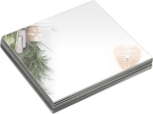Suwimut Set of 12 Square Mirror Candle Plate Set -...