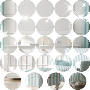 Set of 24 Acrylic Round Mirror Plate Circle Mirror...
