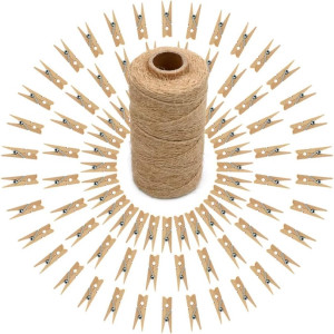 jijAcraft 100Pcs Clothespins with String Cords, 1....