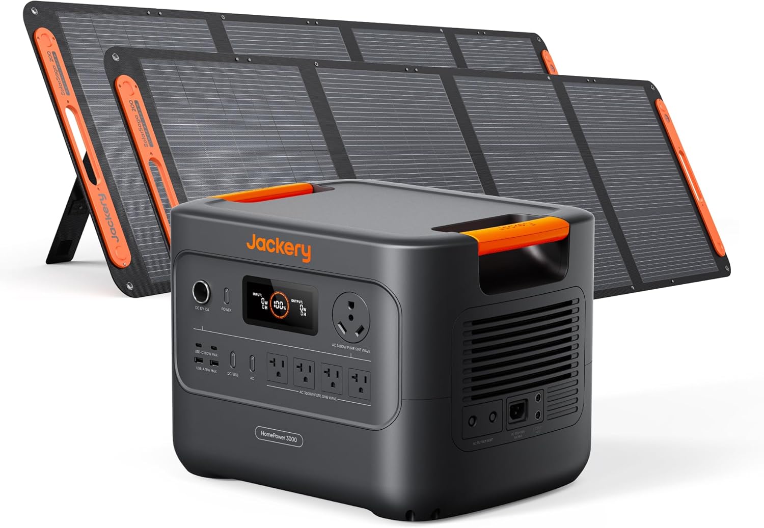 Jackery HomePower 3000 Portable Power Station with 2x 200W Solar Panels, 3600W (...
