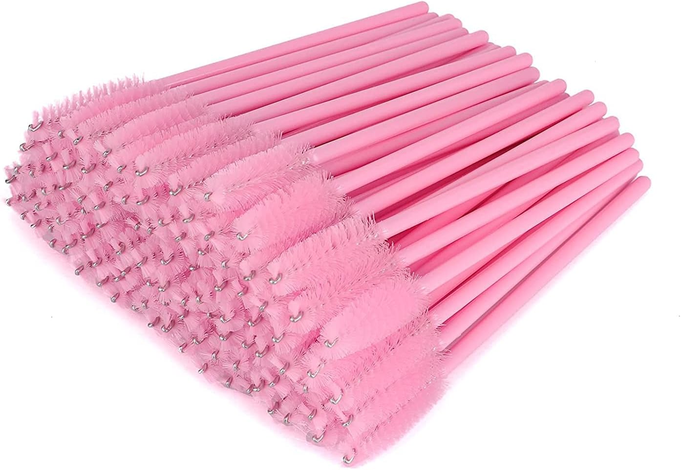 G2PLUS 50 PCS Eyelash Brushes Spoolies- Pink Eyebrow Spoolie Brushes - Disposabl...