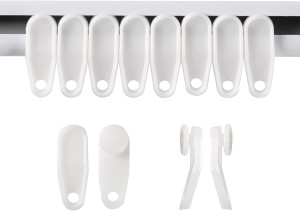 White Traverse Rod Slides Curtain Track Glider Hoo...