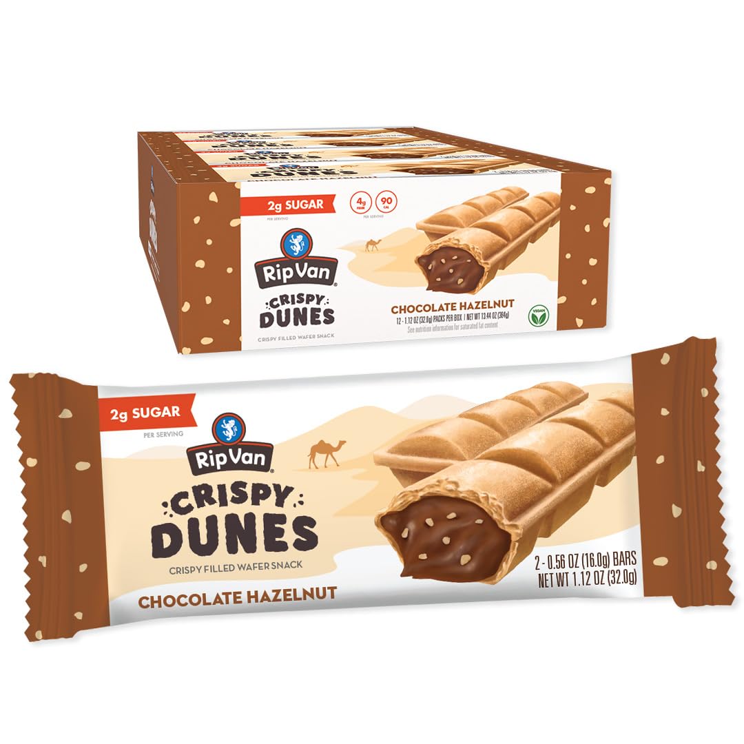 Crispy Dunes Vegan Chocolate Hazelnut Wafer Sticks, Special Low-Calorie Keto Sna...