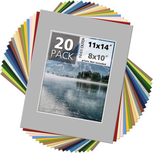 Mat Board Center, Pack of 20 11x14 MIXED COLORS Wh...