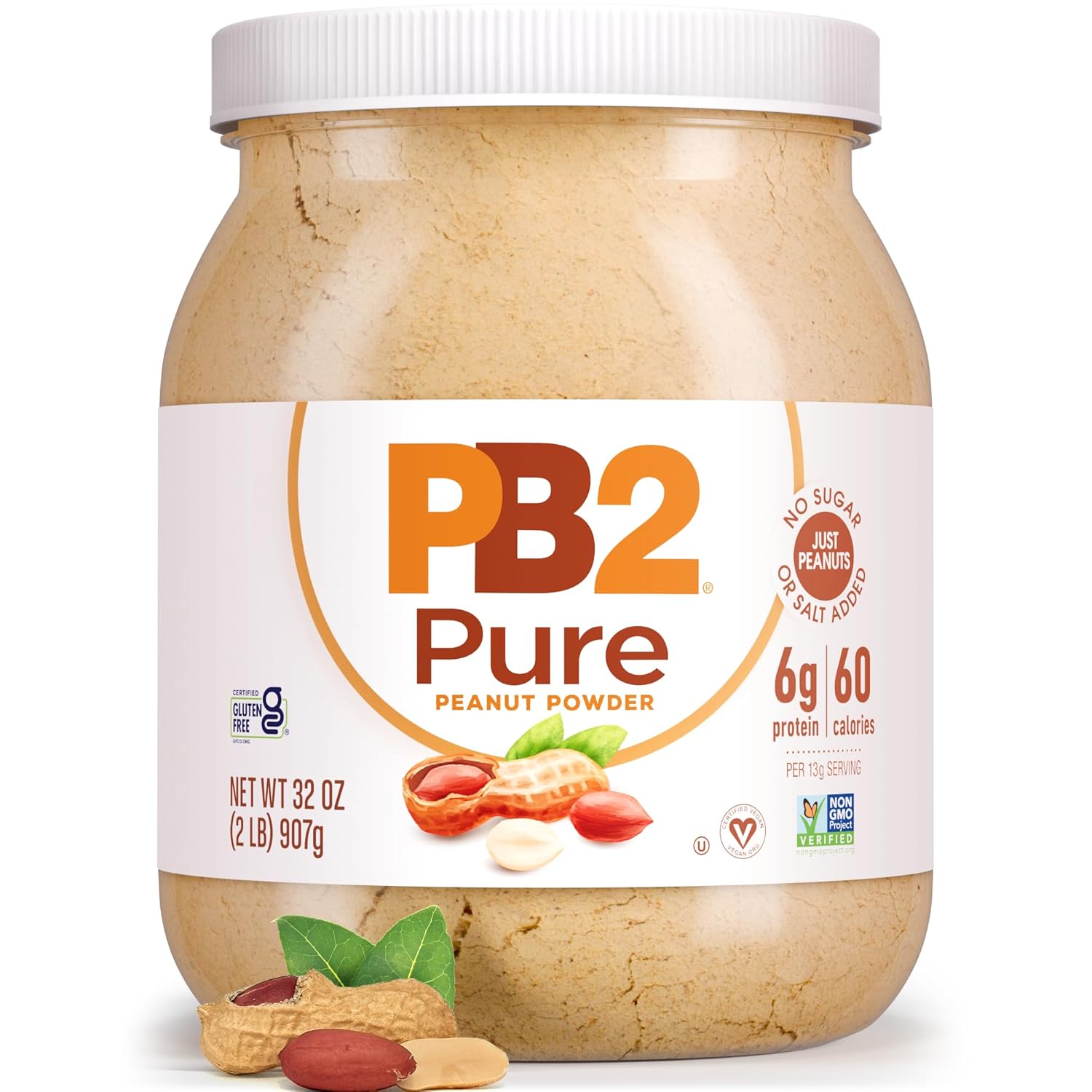 PB2 Pure Peanut Butter Powder - [2 lb/32 oz Jar] - No Added Sugar, No Added Salt...