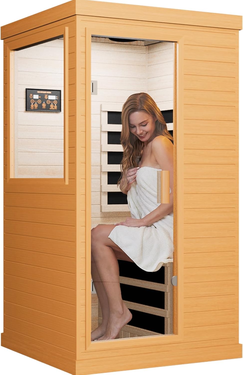 Far Infrared Sauna Home Sauna Spa Room Canadian Hemlock Wood 1200W Indoor Saunas...